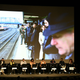 The stage for the Eternal Sunshine live read in Los Angeles last week.